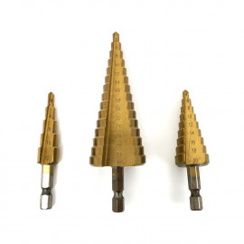 Set of 3 HSS TiN step drills D. 4-12, 4-20 and 4-32 mm - 350823 - Beast