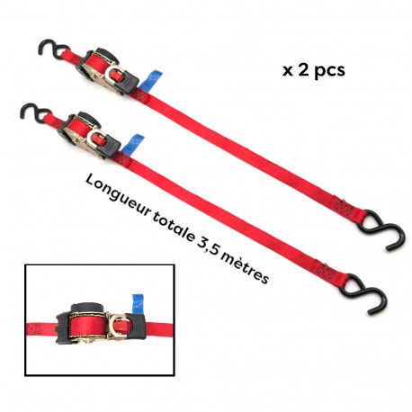 2 cinghie retrattili con retrazione automatica l.25 mm x L. 3,5 M + gancio in ferro 253 LC 600 daN Easy-28 Cobaltix