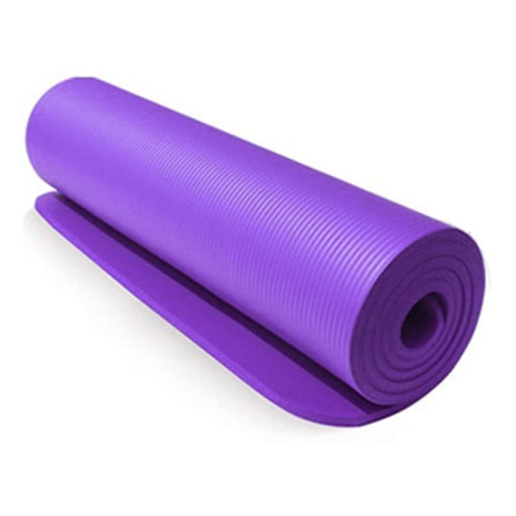 Relaxdays Tapis de yoga 1 cm épaisseur doux caoutchouc sangle transport  Pilates aérobic HxlxP: 1 x 61,5 x 182 cm, rose