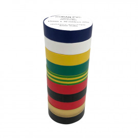 Pack of 10 rolls of PVC insulating adhesive tape 15 mm x L. 10 metres "Special for electricians" - assorted colours - D-Work