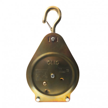 Click-hook pulley with safety catch C.M.U (max.): 100 kg for rope D. 20 to 26 mm - D-Work