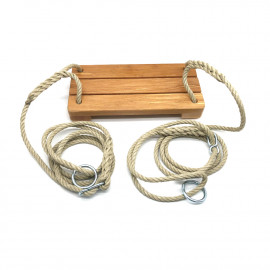 Wooden swing 20 x 40 cm, PP rope, with 2 rings and 2 adjusting eyes (2 to 3 metre swing - Adults) D-Work