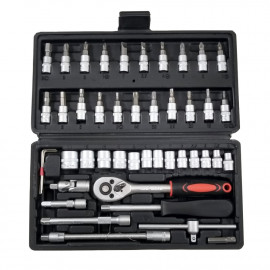 Bit and socket set with reversible ratchet + other 1/4" accessories (46 pcs) - 340460 - Beast