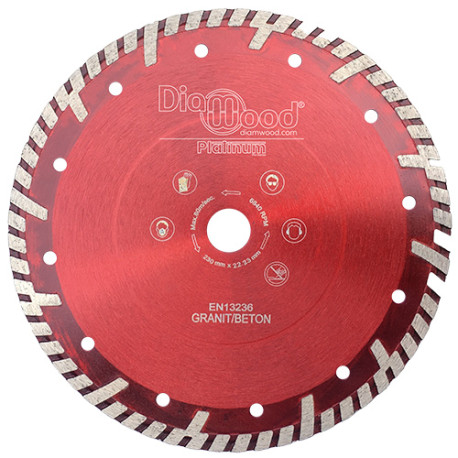 ULTRA SONIC pro diamond disc D. 230 x Al. 22,23 x Ht. 10 mm - tile, granite, reinforced concrete - Diamwood Platinum