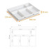 50 Plateaux Repas 5 Compartiments Blancs 290 x 224 x H. 30 mm en PS Pratiques et Résistants pour Usage Alimentaire - D-Work