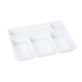 50 White 5 Compartment Meal Trays 290 x 224 x H. 30 mm in Practical and Resistant PS for Food Use - D-Work