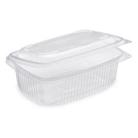 50 Micro-undable 800 ml (185 x 135 x H. 68 mm) PP Trays with Attached Lids - Practical and Resistant D-Work