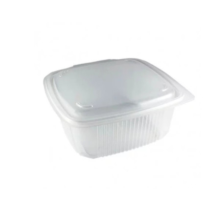 50 Micro-undable 800 ml (185 x 135 x H. 68 mm) PP Trays with Attached Lids - Practical and Resistant D-Work