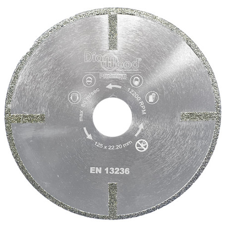 SUB-ZERO pro diamond disc D. 125 x Al. 22,23 x Ht. 5 mm - glass, marble, fibreglass - Diamwood Platinum