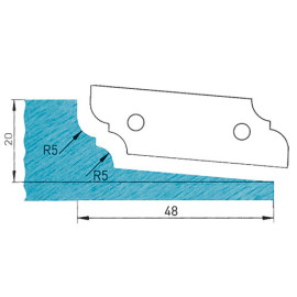 Plaquette profilée 50 x 16 x 2 mm profil 09.1101 N° 1 pour porte-outils plate-bande par-dessus - Diamwood Platinum