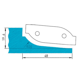 Plaquette profilée 50 x 16 x 2 mm profil 09.1103 N° 3 pour porte-outils plate-bande par-dessus - Diamwood Platinum