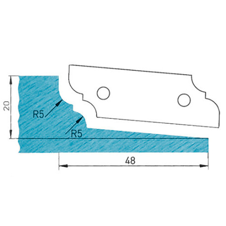 Plaquita perfilada 50 x 16 x 2 mm perfil 09.1121 nº 1 para portaherramientas de fondo plano - Diamwood Platinum