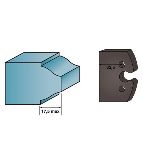 Jeu de 2 contre-fers profilés Ht. 38 x 4 mm BRUT A193 pour porte-outils de toupie - Diamwood Platinum