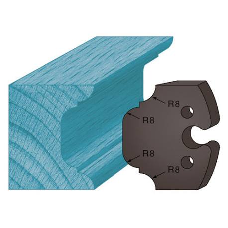 Satz von 2 profilierten Strebeisen H. 48 x 5,3 mm Rund- und Viertelstab A214 für Fräswerkzeughalter - Diamwood Platinum