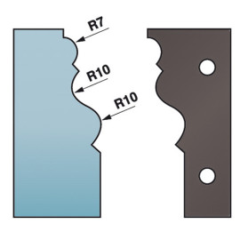 Jeu de 2 contre-fers profilés Ht. 88 x 5 mm corniche N°2 A590.302 pour porte-outils de toupie - Diamwood Platinum