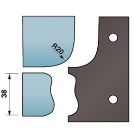 Set of 2 profiled counter-irons Ht. 88 x 5 mm cornice N°5 A590.323 for router tool holders - Diamwood Platinum