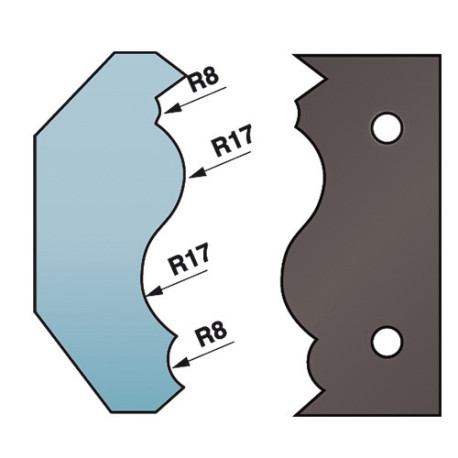 Set of 2 profiled counter-irons Ht. 88 x 5 mm cornice N°7 A590.352 for router tool holders - Diamwood Platinum