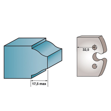 Jeu de 2 fers profilés Ht. 40 x 4 mm BRUT M193 pour porte-outils de toupie - Diamwood Platinum