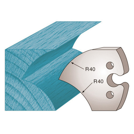 Jeu de 2 fers profilés Ht. 50 x 5,5 mm jet d'eau M209 pour porte-outils de toupie - Diamwood Platinum