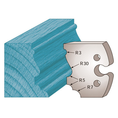 Jeu de 2 fers profilés Ht. 50 x 5,5 mm moulure Louis XV M210 pour porte-outils de toupie - Diamwood Platinum