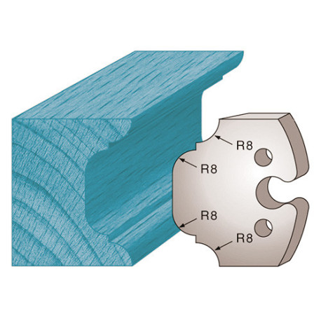 Satz von 2 Profileisen H. 50 x 5,5 mm Rund- und Viertelkreis M214 für Fräswerkzeughalter - Diamwood Platinum