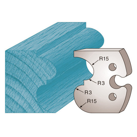 Jeu de 2 fers profilés Ht. 50 x 5,5 mm scotie et bec de corbin M216 pour porte-outils de toupie - Diamwood Platinum