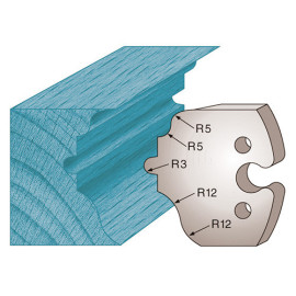 Jeu de 2 fers profilés Ht. 50 x 5,5 mm moulure style M256 pour porte-outils de toupie - Diamwood Platinum