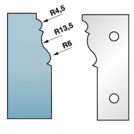 Satz von 2 Profileisen H. 90 x 5,5 mm corniche N°1 M590.301 für Fräswerkzeughalter - Diamwood Platinum