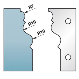 Jeu de 2 fers profilés Ht. 90 x 5,5 mm corniche N°2 M590.302 pour porte-outils de toupie - Diamwood Platinum