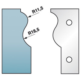 Satz von 2 Profileisen H. 90 x 5,5 mm corniche N°3 M590.303 für Fräswerkzeughalter - Diamwood Platinum