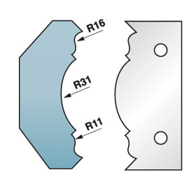 Set of 2 profile irons Ht. 90 x 5.5 mm cornice N°8 M590.353 for router tool holders - Diamwood Platinum