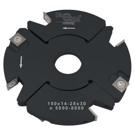 Router toolholders for rabbeting and tenoning D. 150 x Al. 30 x Th. 14 to 28 x D. 59 mm Z 2+2 and V 2+2 - Diamwood Platinum