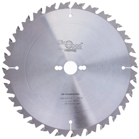 Lame de scie circulaire HM débit D. 300 x Al. 30 x ép. 3,2 mm x Z28 Alt + AR - Diamwood Platinum