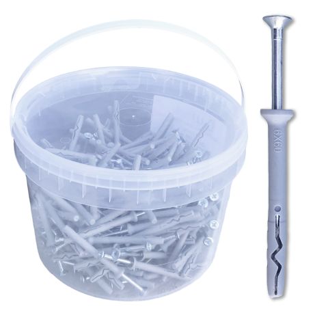 200 NHS Countersunk Dowels D. 6 x Lt. 60 mm with Countersunk Head Screw (in bucket) - D-Work