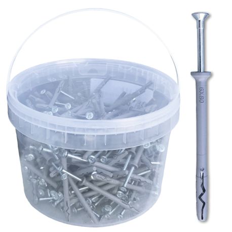 200 NHS Countersunk Dowels D. 6 x Lt. 80 mm with Countersunk Head Screw (in bucket) - D-Work