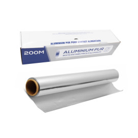 Rouleau d'Aluminium Alimentaire 44cm x 200M avec Boîte Distributrice - D-Work