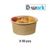 50 Kraft Round Salad Tins 1000 ml D.149 x Ht.75 mm (Without Lid) - D-Work