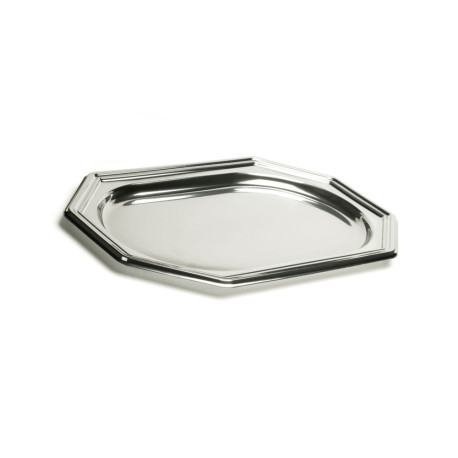 5 Elegant and sturdy Silver Octagonal Display Trays 55 x 37 cm in PET plastic - D-Work