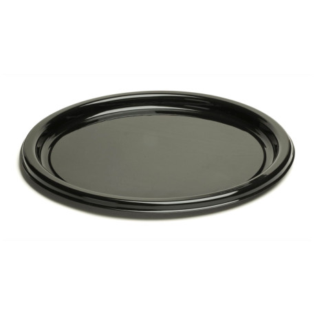 10 Elegant, Sturdy and Versatile Black Round Presentation Trays D. 30 cm in PET plastic - D-Work