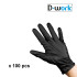 100 Guantes Negros de Nitrilo Sin Polvo Talla M (7/8) Resistentes y Cómodos Uso Alimentario o Profesional - D-Work