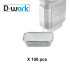 100 Aluminium Shrink Wrap Trays 450 ml 147 x 122 x 40 mm with Alu White Carton lid - D-Work