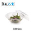 50 PET Crystal Lids for 1000, 750, 480ml D. 150mm Round Salad Tins - D-Work