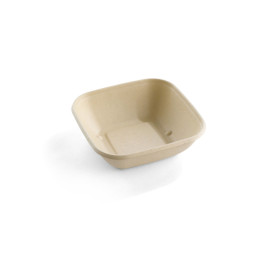 50 Biodegradable Cane Pulp 2 Compartment Trays 705 ml (445+260 ml) 179 x 127 x 55 mm Single-Use - D-Work