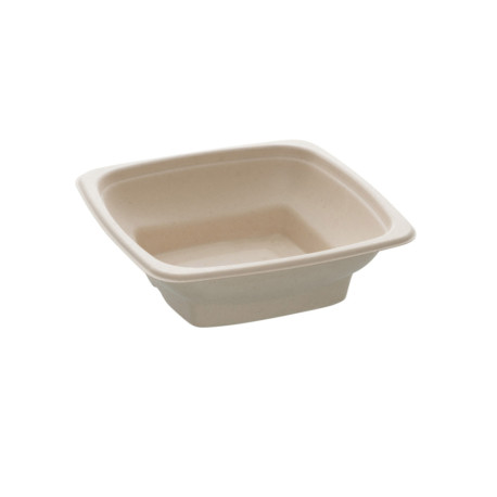 50 Biodegradable Cane Pulp 2 Compartment Trays 705 ml (445+260 ml) 179 x 127 x 55 mm Single-Use - D-Work