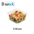 50 Barquettes à Salade 1000 ml avec Couvercle Attenant (175x166xH.66mm) en PET Pratiques, Hermétiques et Résistantes - D-Work