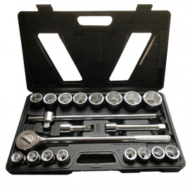 Set 20 pcs with 3/4" hexagon sockets from 19 to 50 mm with reversible ratchet "special heavy duty" - 340211 - Beast